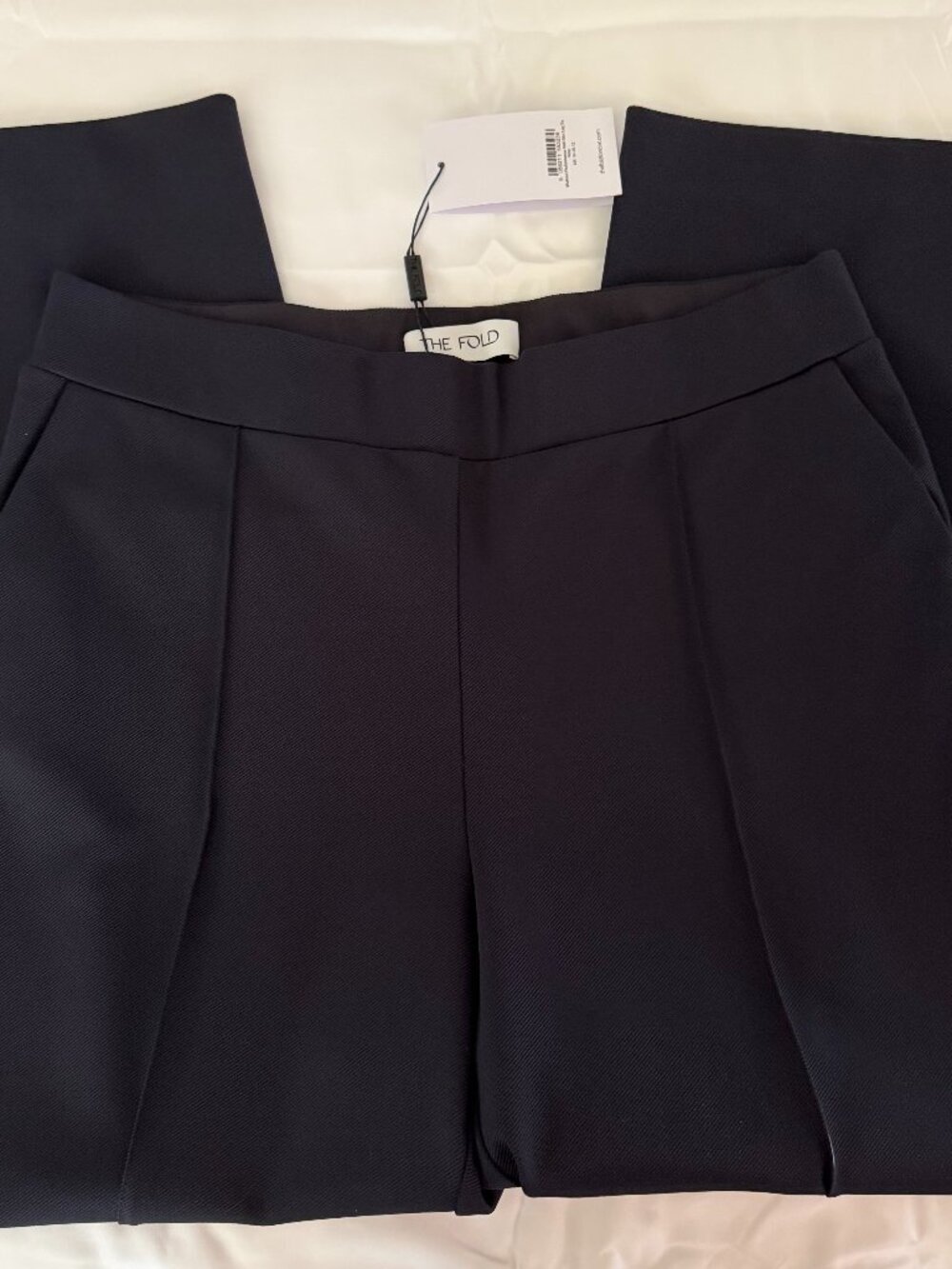 The Fold London Workout Performance 4-Way Stretch Twill Slim-Leg Navy NWT 12